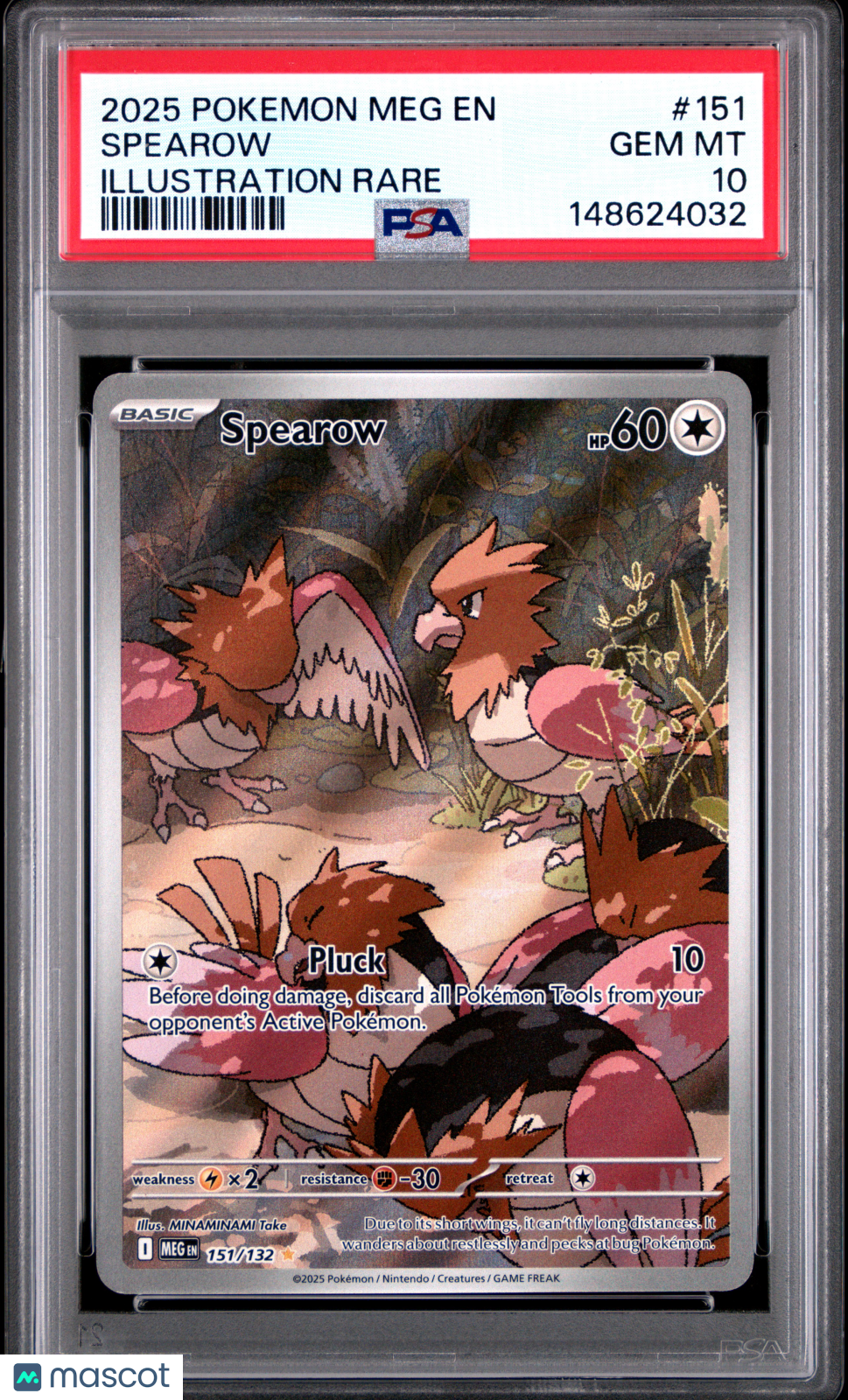 2025 Pokemon Meg EN-Mega Evolution Spearow Illustration Rare PSA 10 #151
