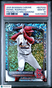 Rainiel Rodriguez 2025 Bowman Chrome Prospects #BCP200 Mini Diamond PSA 10