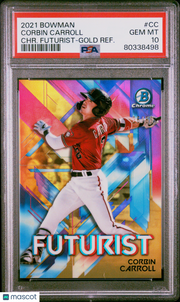 Corbin Carroll 2021 Bowman Chrome Futurist #CC CHR. Gold Refractor /50 PSA 10