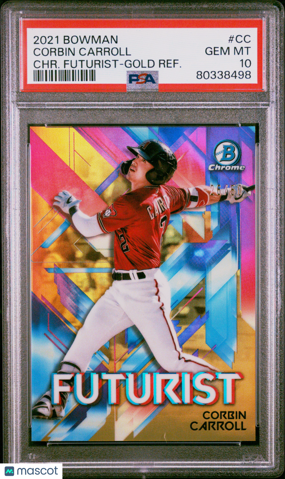 Corbin Carroll 2021 Bowman Chrome Futurist #CC CHR. Gold Refractor /50 PSA 10
