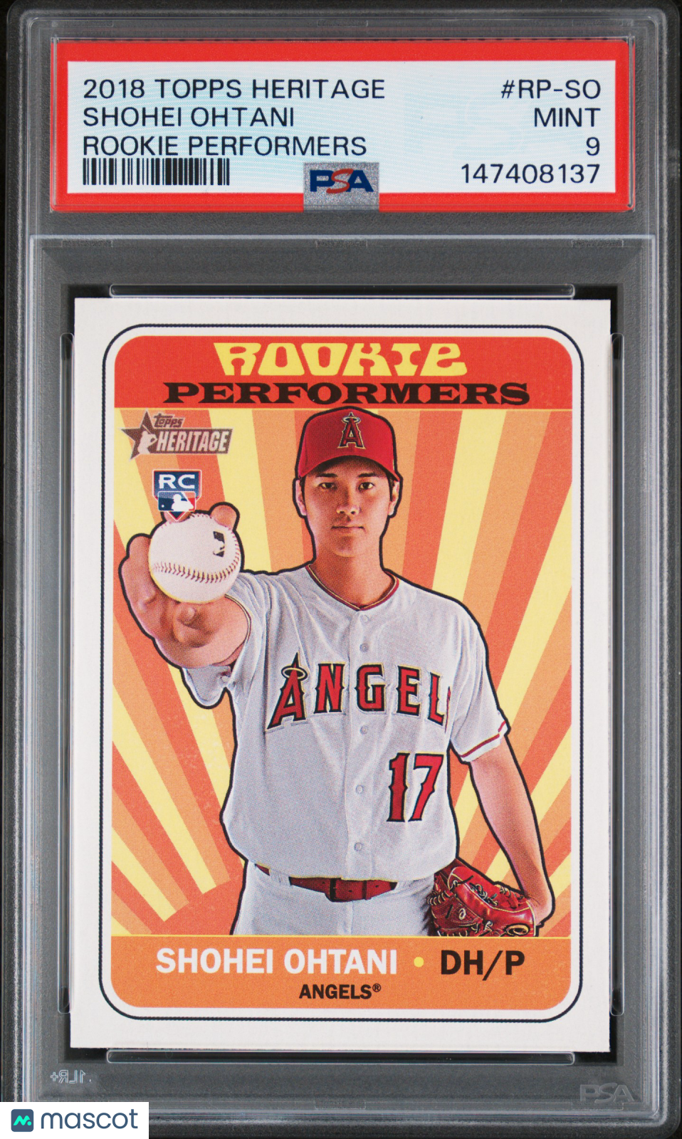 Shohei Ohtani 2018 Topps Heritage Rookie Performers #RP-SO PSA 9