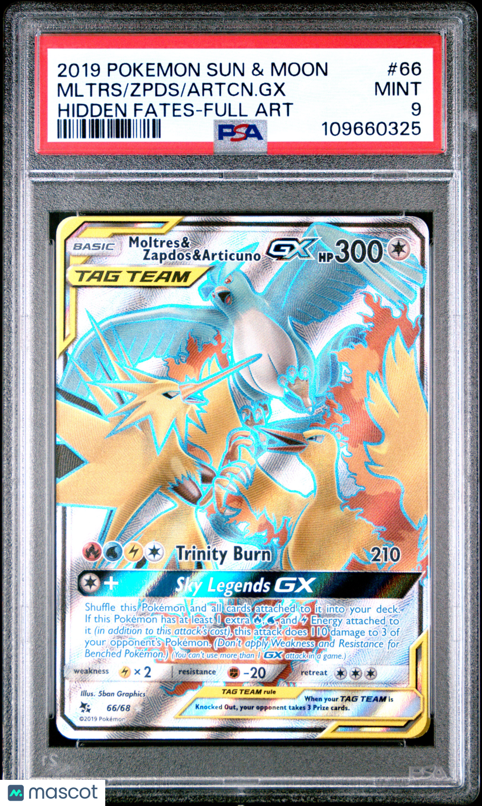 2019 Pokemon Sun & Moon Hidden Fates Artcn. GX Mltrs Zpds Hidden Fates-Full Art PSA 9 #66