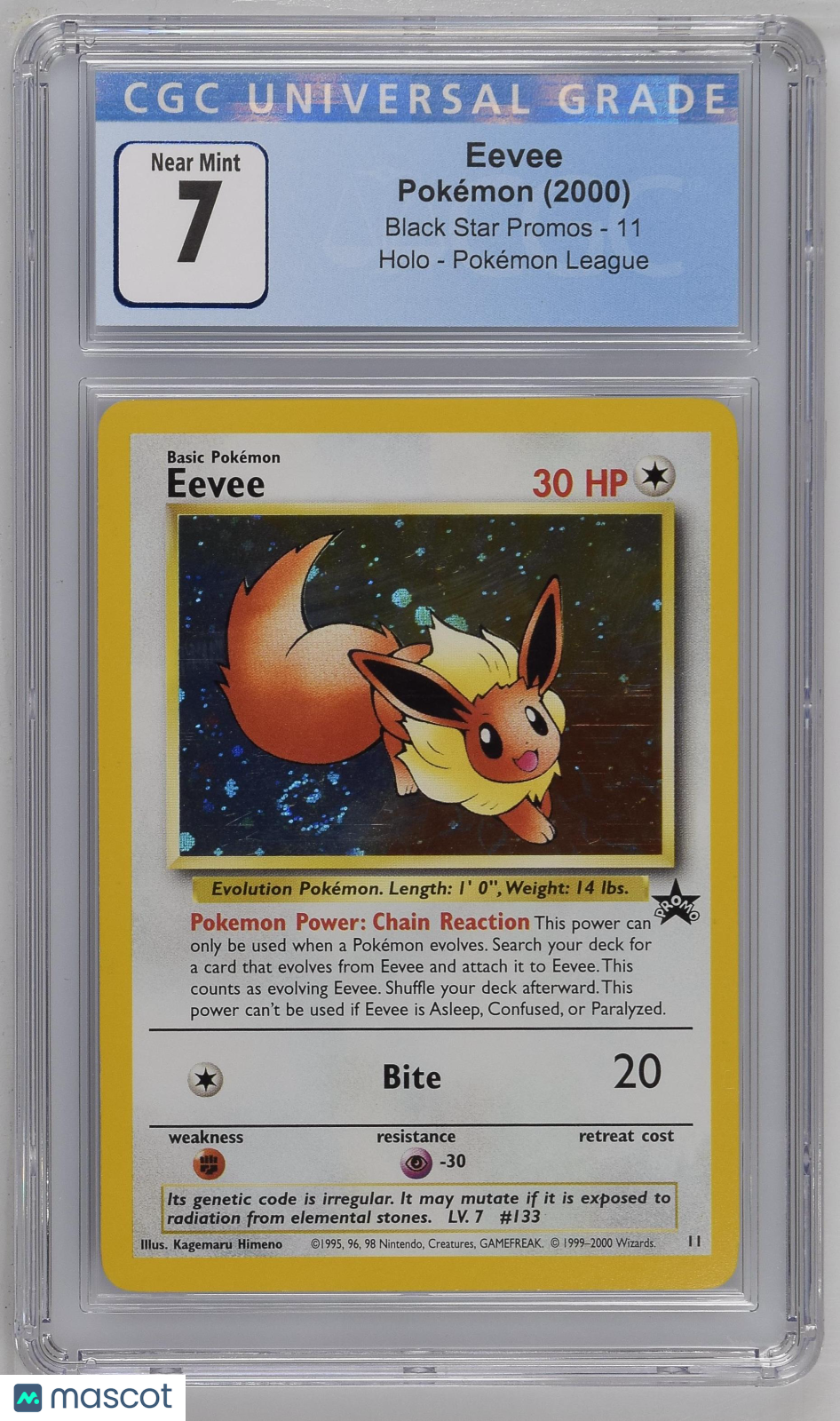 2000 Pokemon Black Star Promos Eevee Pokémon League CGC 7 #11