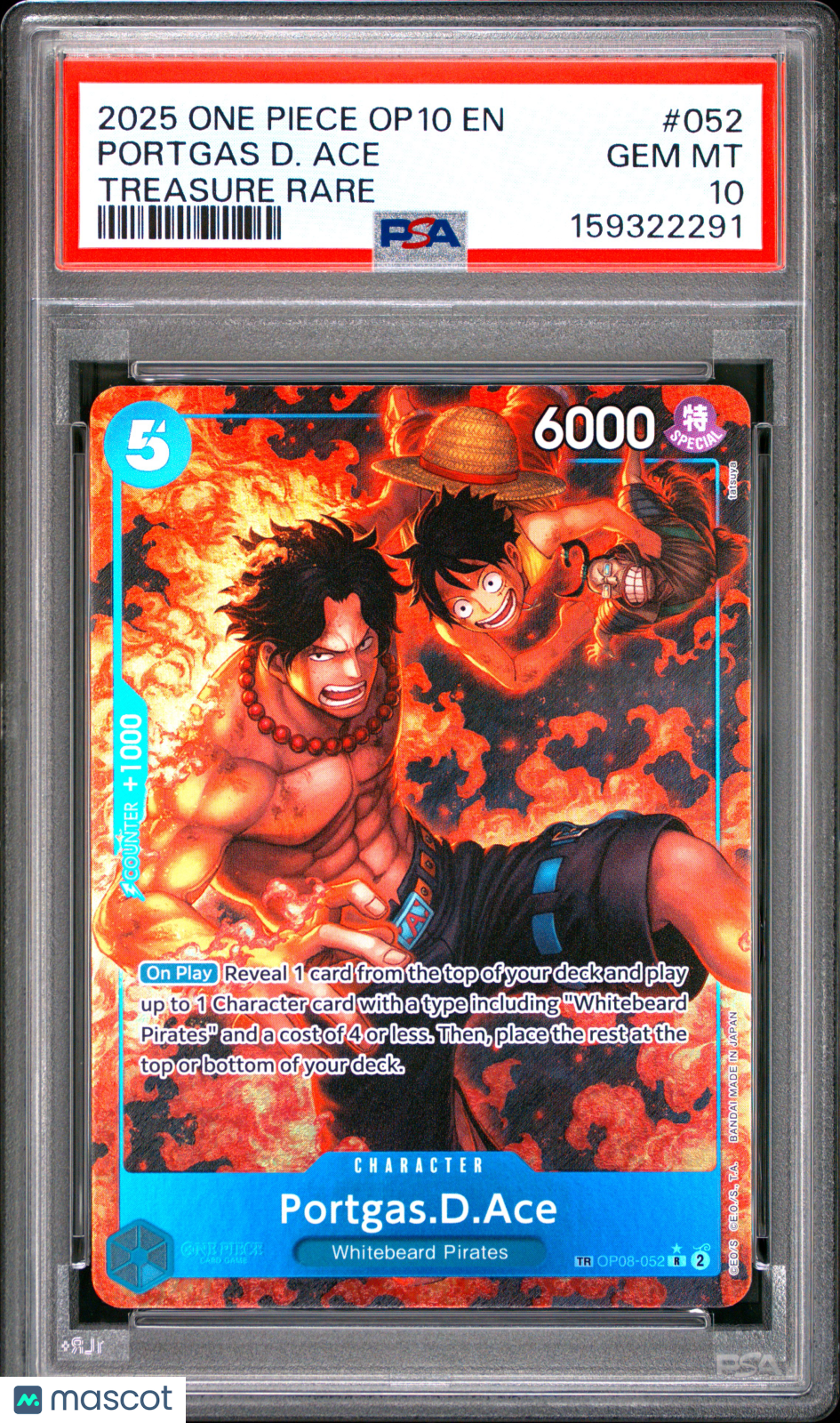 2025 One Piece Op10-Royal Blood Portgas D. Ace Treasure Rare PSA 10 #052