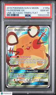 2019 Pokemon Sun & Moon Unbroken Bonds Dedenne GX Unb-'20 Yaaa-Trnr's.Tlkt Fa PSA 10 #195a