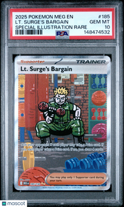 2025 Pokemon Meg EN-Mega Evolution LT. Surge's Bargain Special Illustration Rare PSA 10 #185