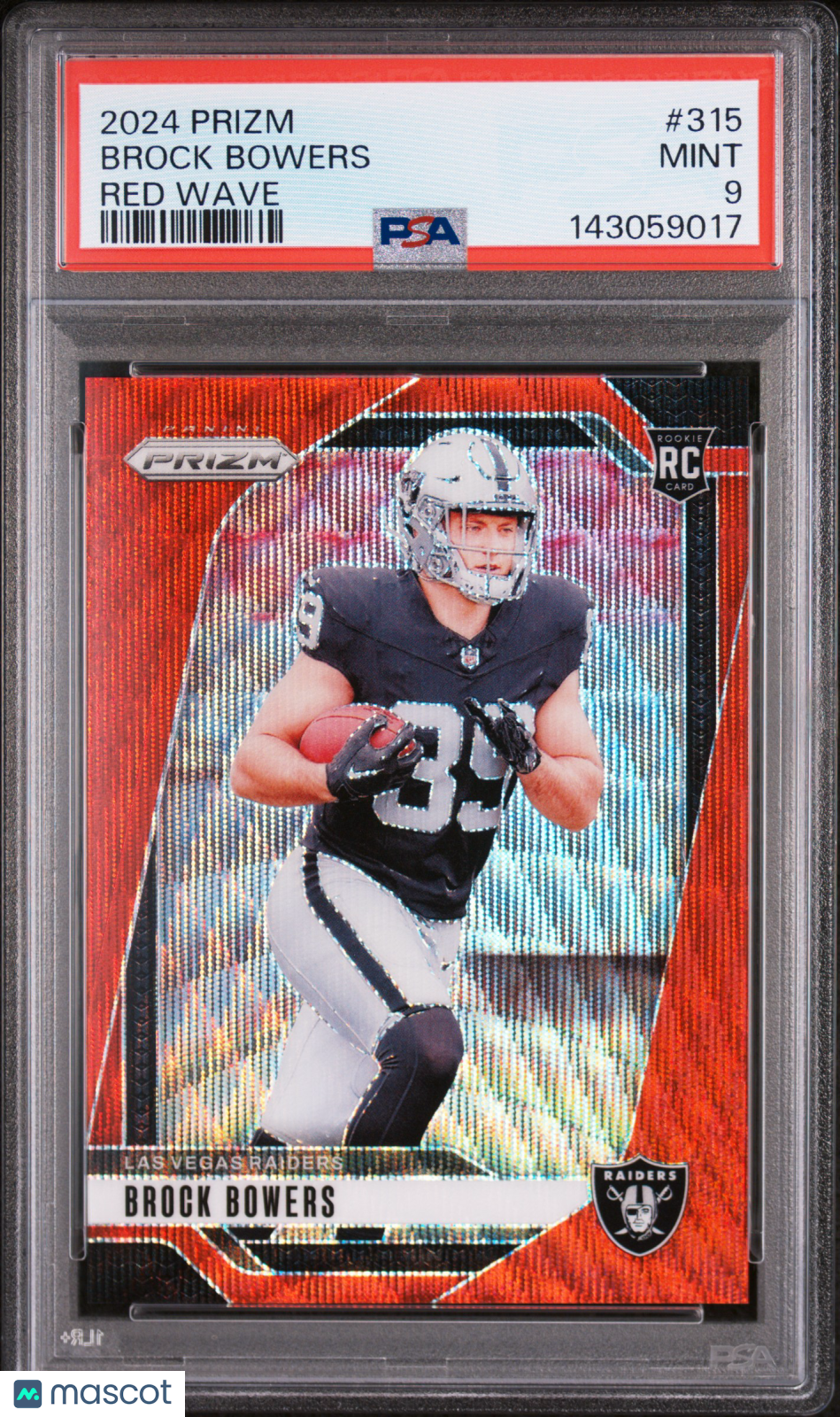 Brock Bowers 2024 Panini Prizm #315 Red Wave PSA 9
