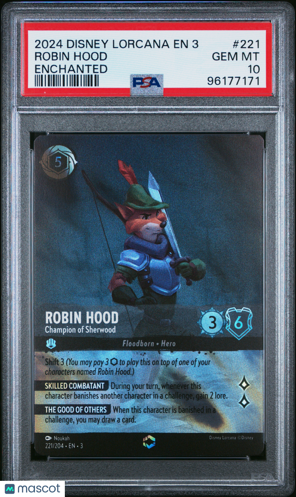 2024 Disney Lorcana EN 3-Into The Inklands Robin Hood Enchanted PSA 10 #221