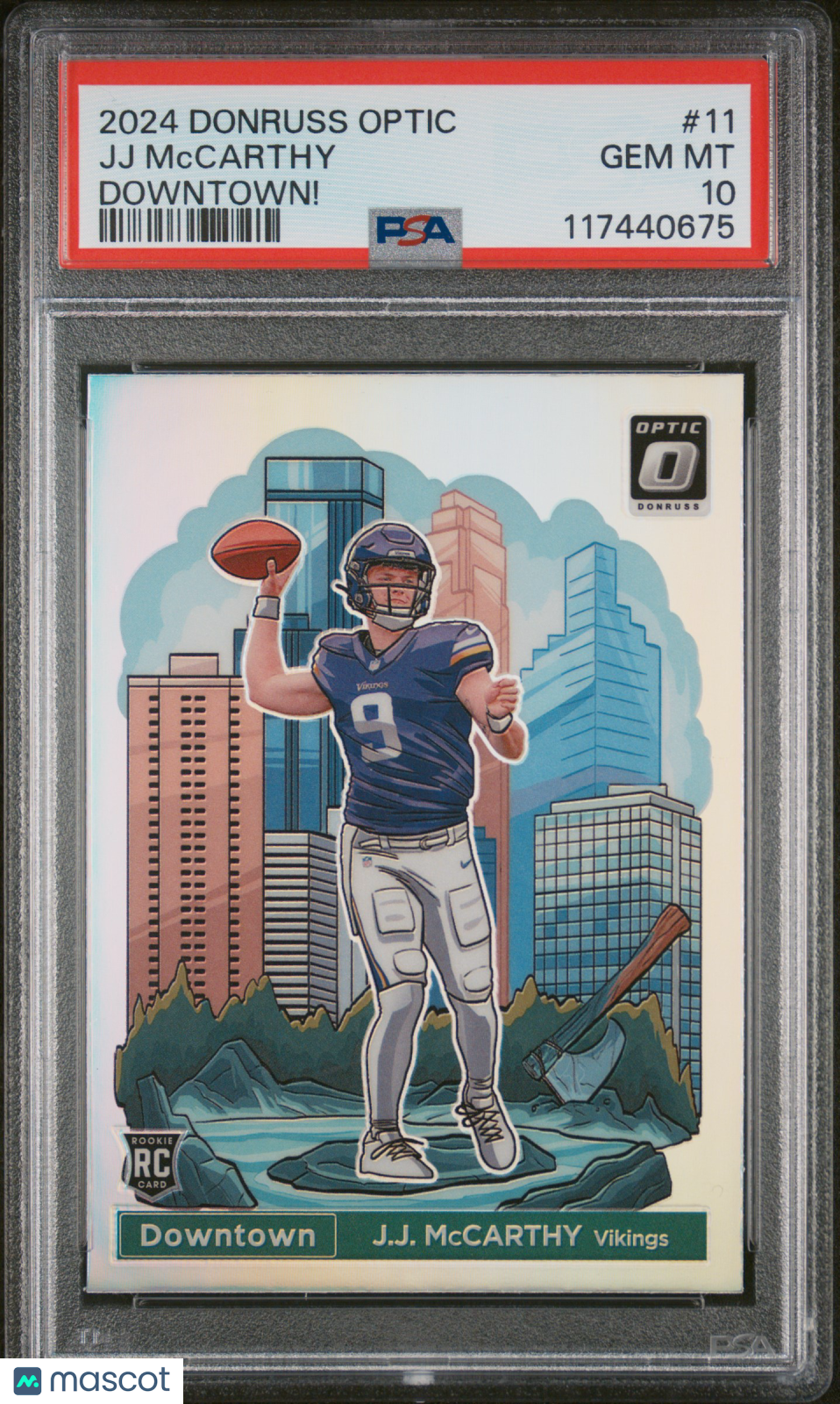 JJ Mccarthy 2024 Panini Donruss Optic Downtown! #11 PSA 10