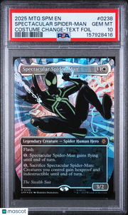 2025 Magic The Gathering Marvel's Spider-Man Spectacular Spider-Man Costume Change-Text Foil PSA 10 #0238