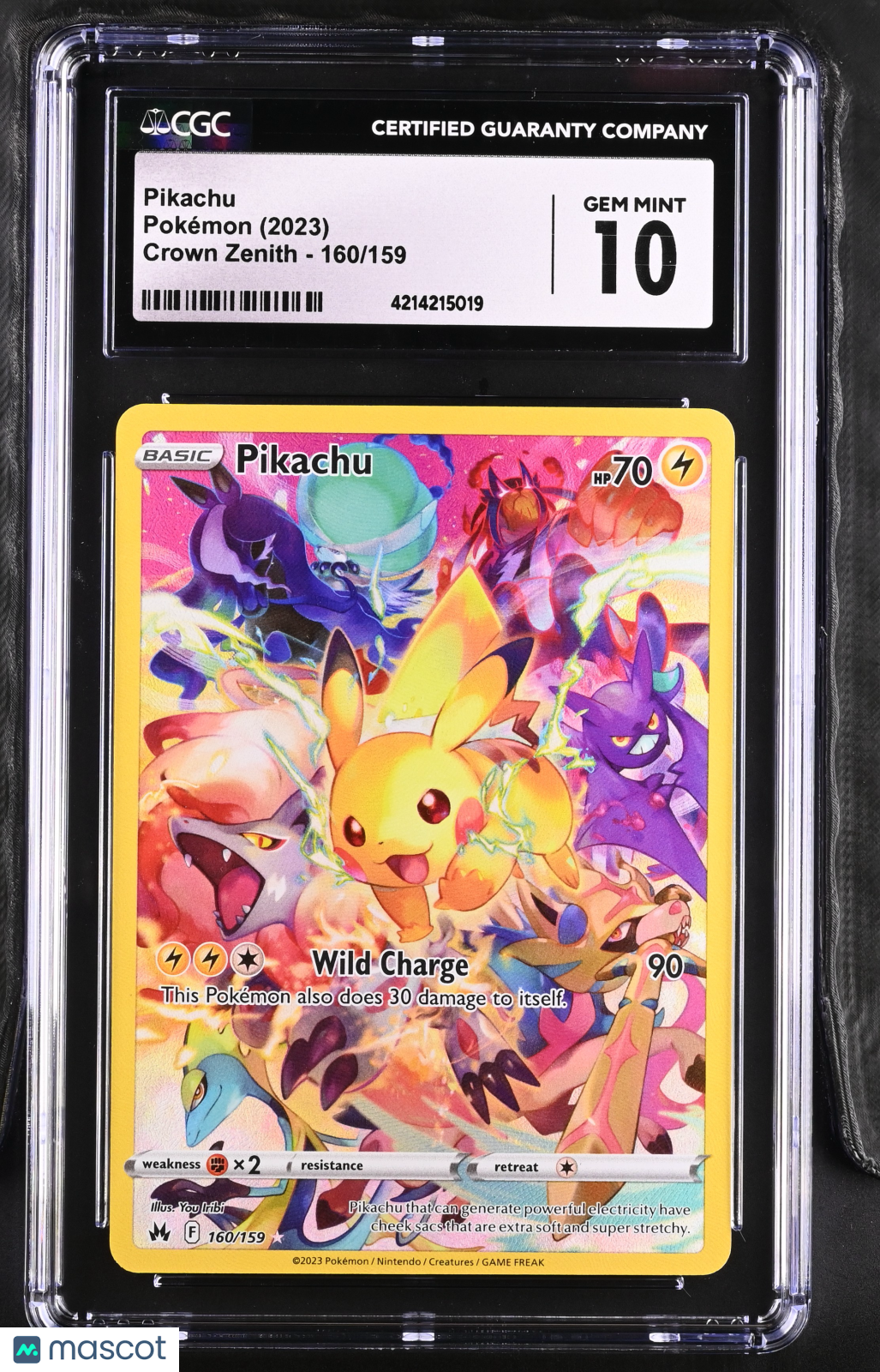 2023 Pokemon Crown Zenith Pikachu Holo Secret Rare Secret Rare CGC 10 #160/159