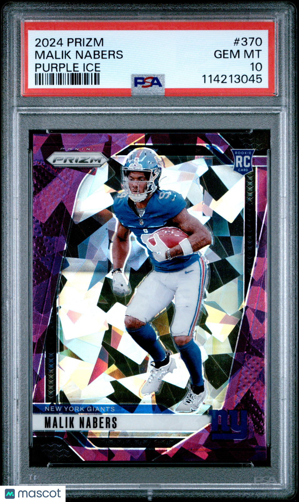 Malik Nabers 2024 Panini Prizm #370 Purple Ice PSA 10