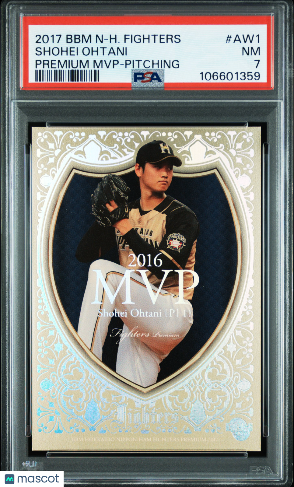Shohei Ohtani 2017 BBM Hokkaido Nippon Ham Fighters Premium MVP #AW1 Pitching PSA 7