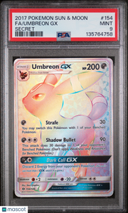 2017 Pokemon Sun & Moon Umbreon GX Secret Fa PSA 9 #154