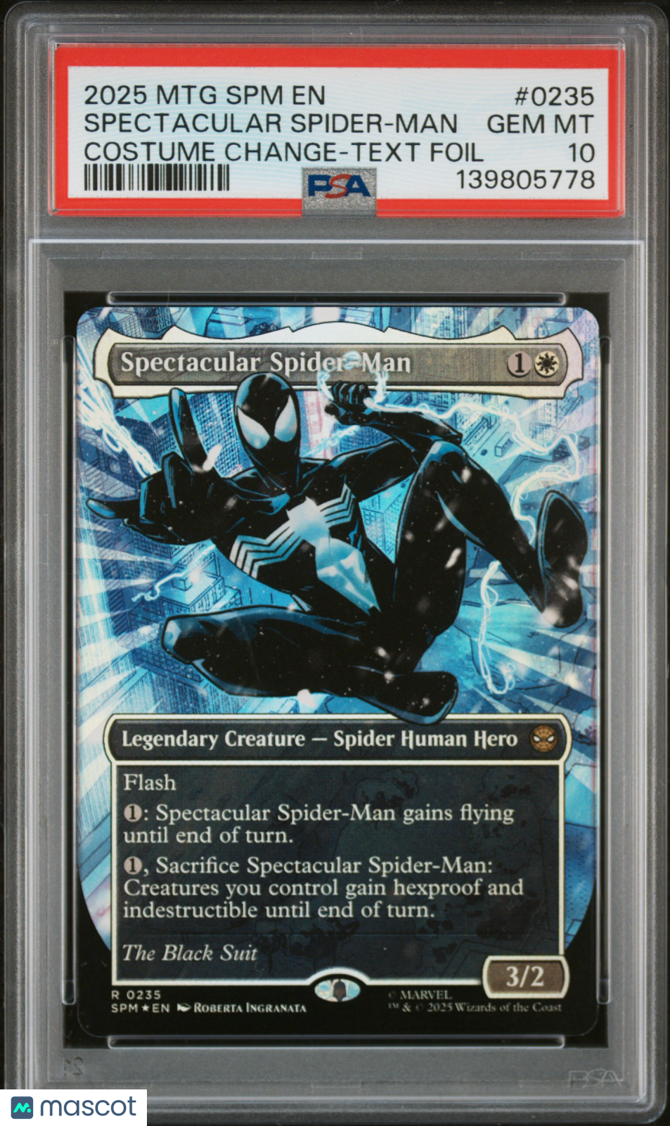 2025 Magic The Gathering Marvel's Spider-Man Spectacular Spider-Man Costume Change-Text Foil PSA 10 #0235