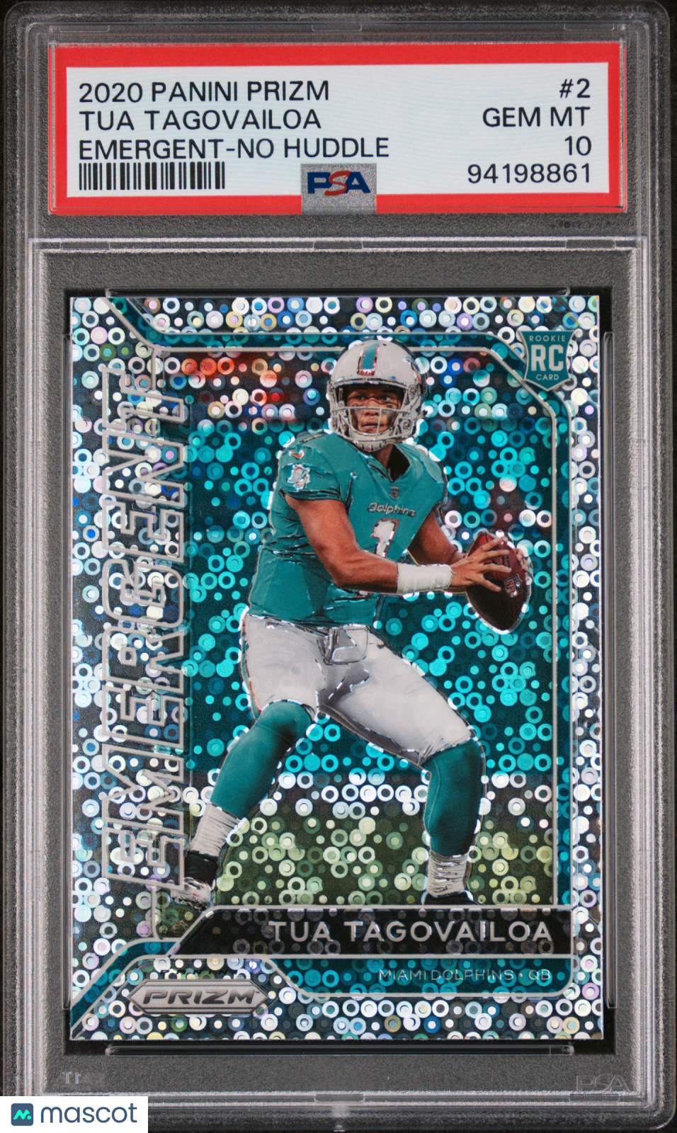Tua Tagovailoa 2020 Panini Prizm Emergent #2 No Huddle PSA 10