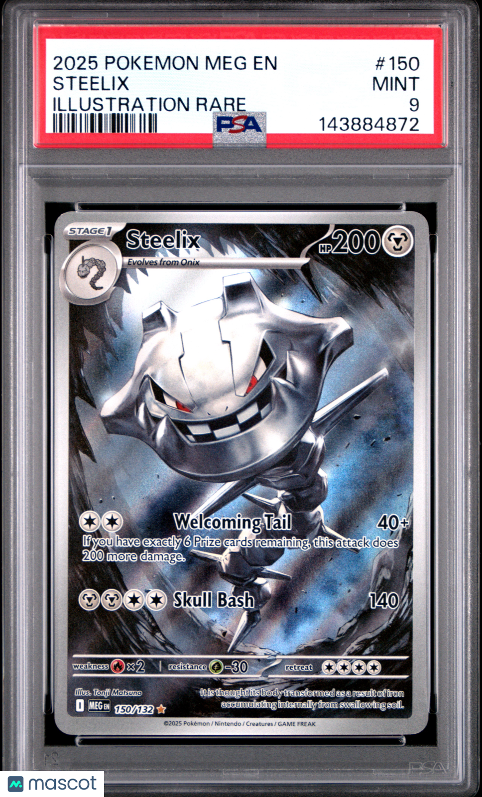 2025 Pokemon Meg EN-Mega Evolution Steelix Illustration Rare PSA 9 #150