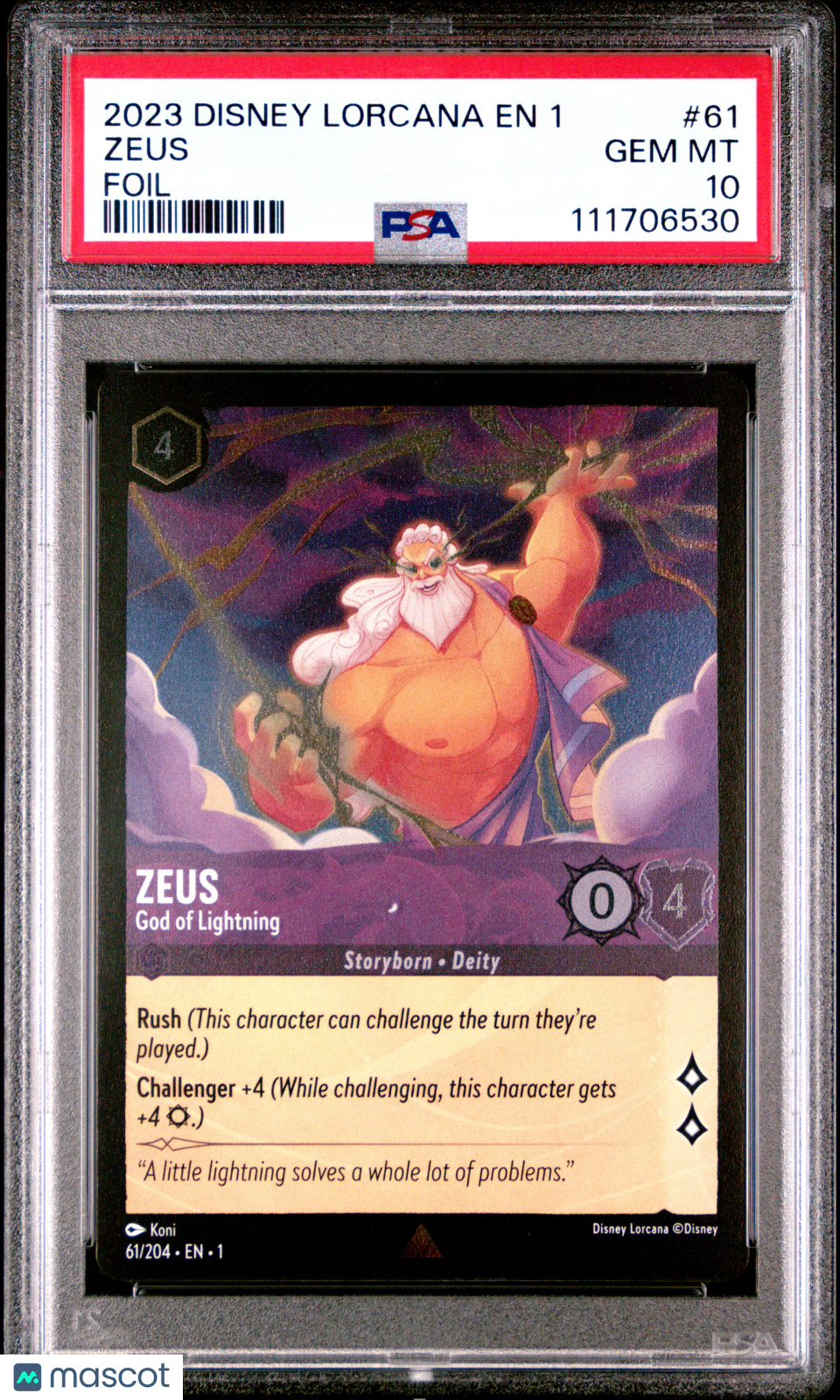 2023 Disney Lorcana EN 1-The First Chapter Zeus Foil PSA 10 #61