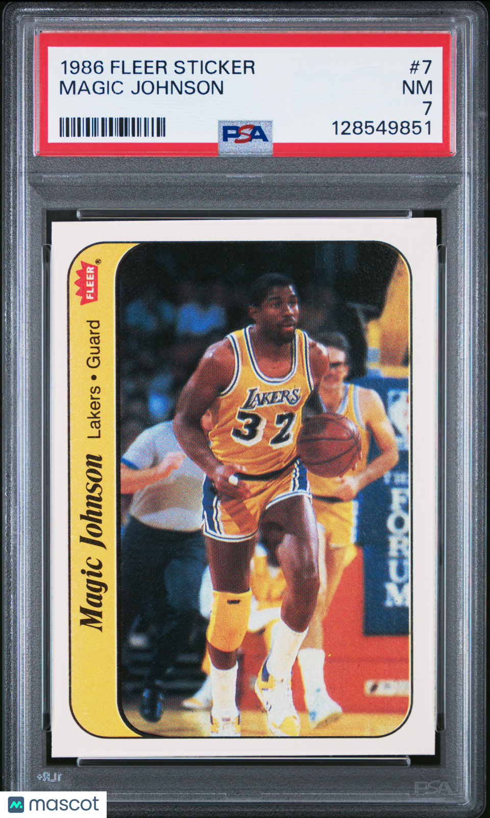 Magic Johnson 1986 Fleer Sticker #7 PSA 7