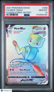 2021 Pokemon Sword & Shield Fusion Strike Mew VMAX Fusion Strike-Secret Fa PSA 10 #268