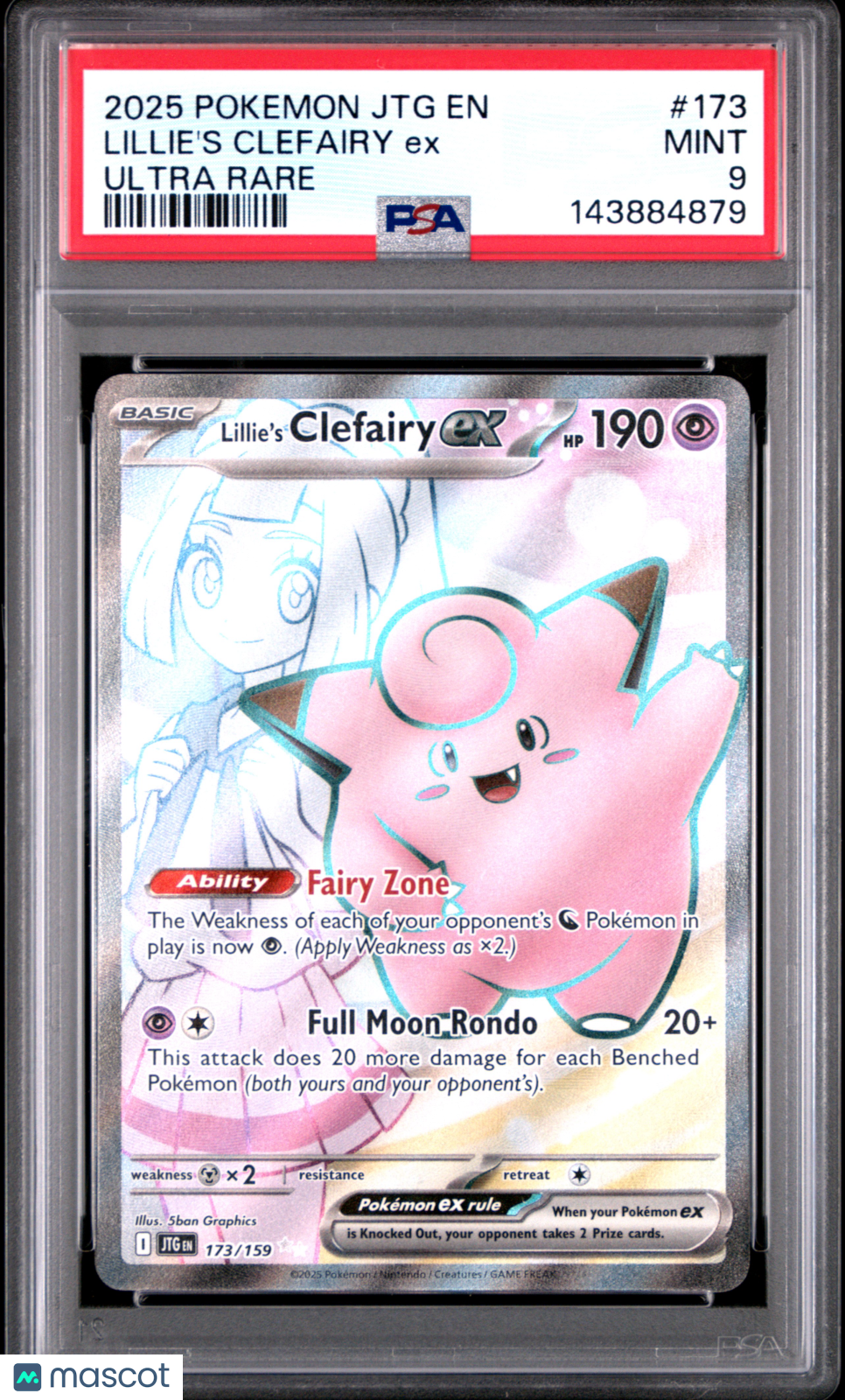 2025 Pokemon JTG EN-Journey Together Lillie's Clefairy EX Ultra Rare PSA 9 #173