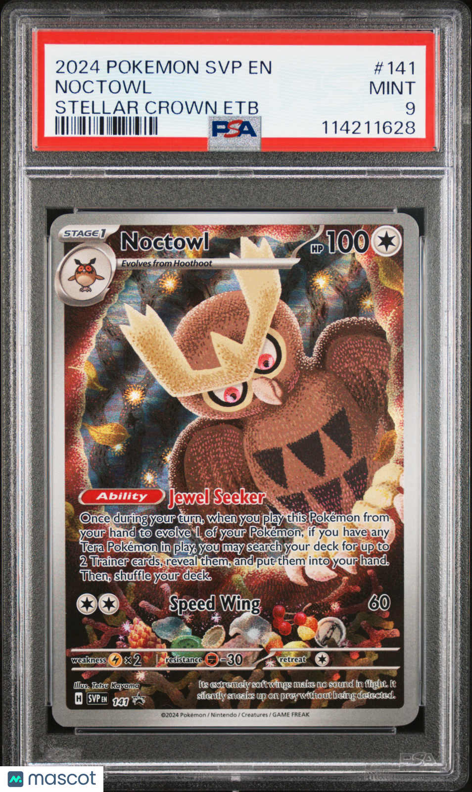 2024 Pokemon SVP EN-SV Black Star Promo Noctowl Stellar Crown Etb PSA 9 #141