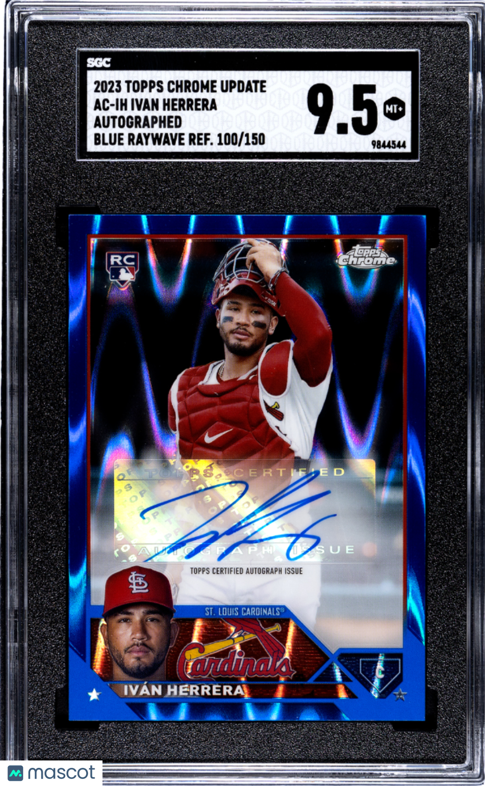 Ivan Herrera 2023 Topps Chrome Update #AC-IH Auto Blue Raywave /150 SGC 9.5