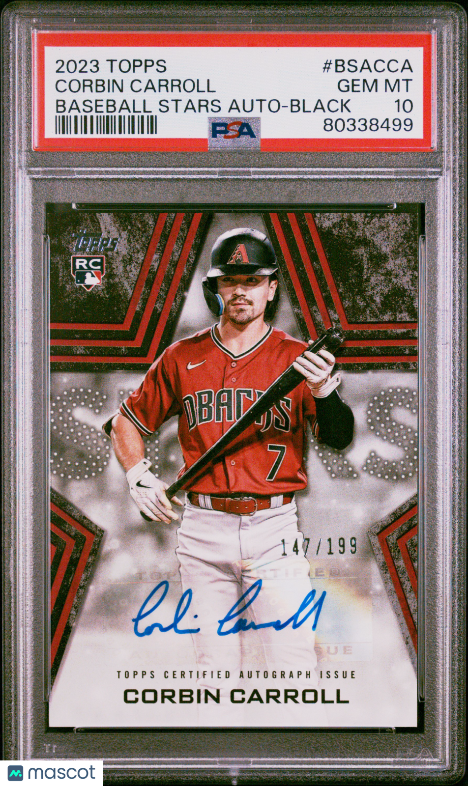 Corbin Carroll 2023 Topps Baseball Stars Autographs #BSACCA Black /199 PSA 10