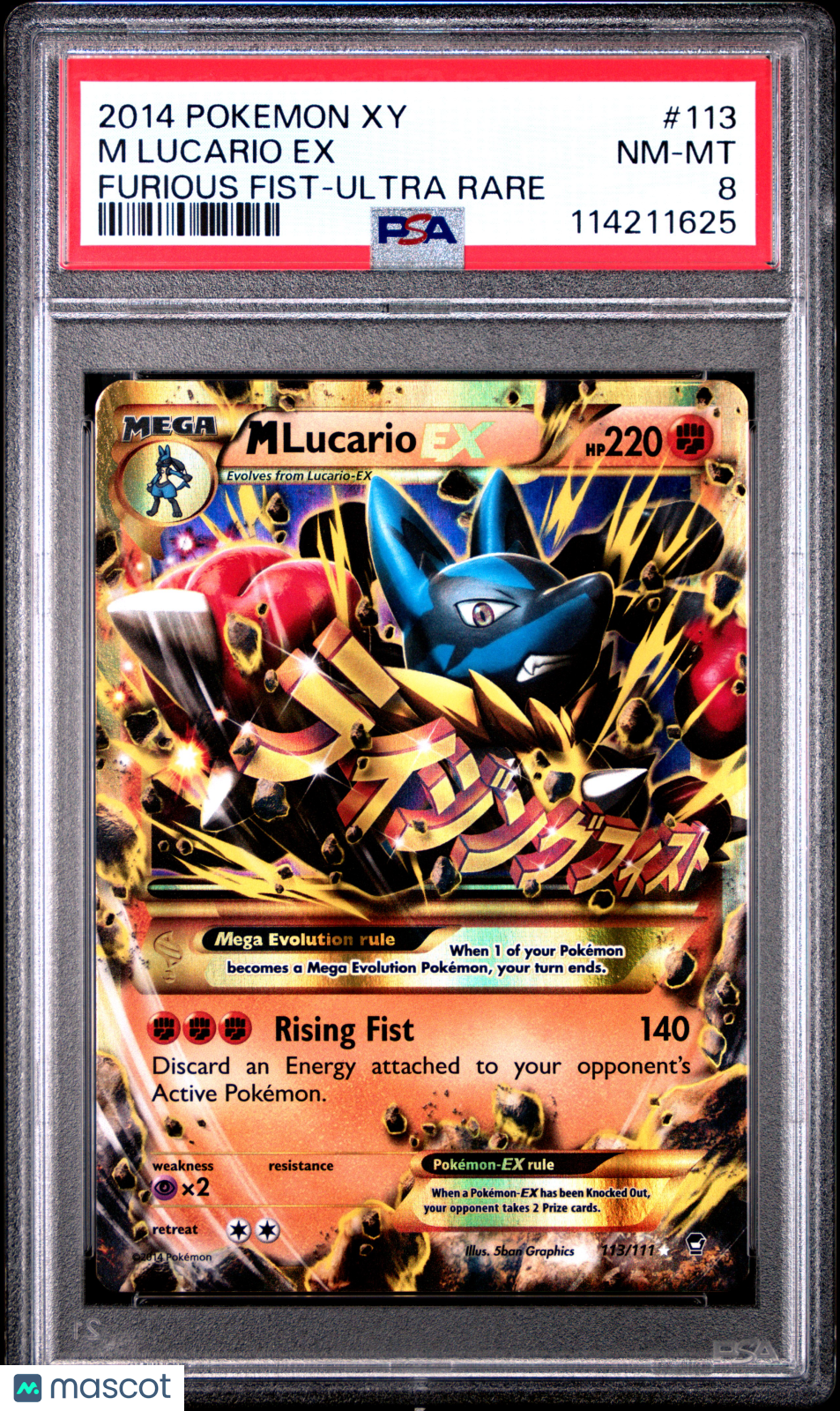 2014 Pokemon Xy Furious Fists M Lucario EX Furious Fists-Ultra Rare PSA 8 #113