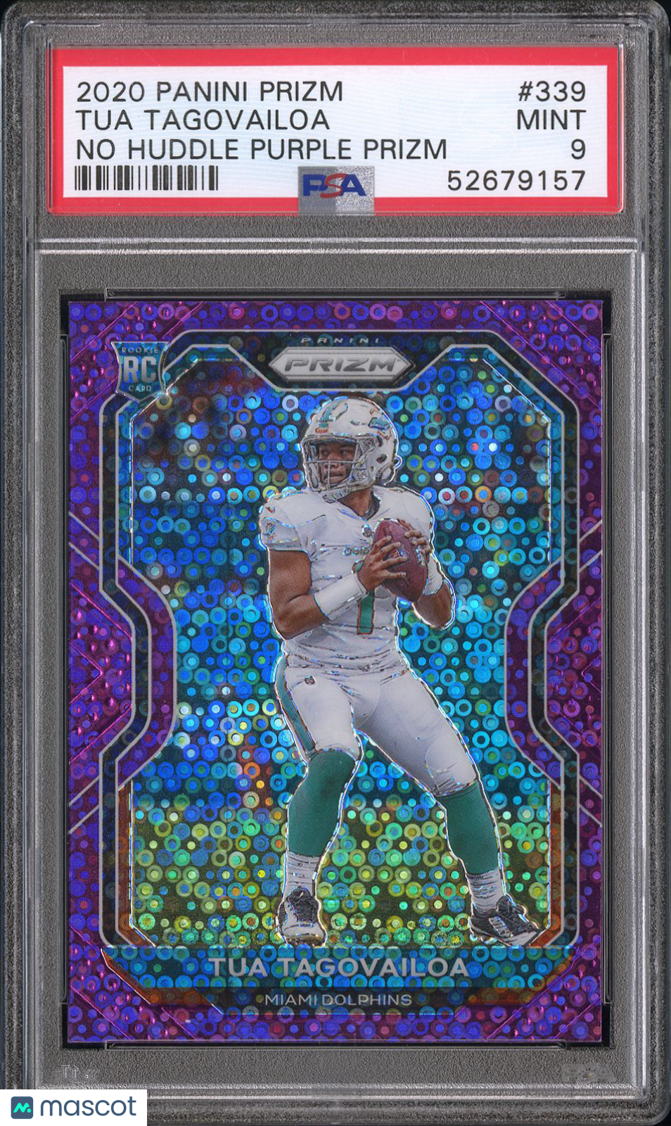 Tua Tagovailoa 2020 Panini Prizm #339 No Huddle Purple PSA 9