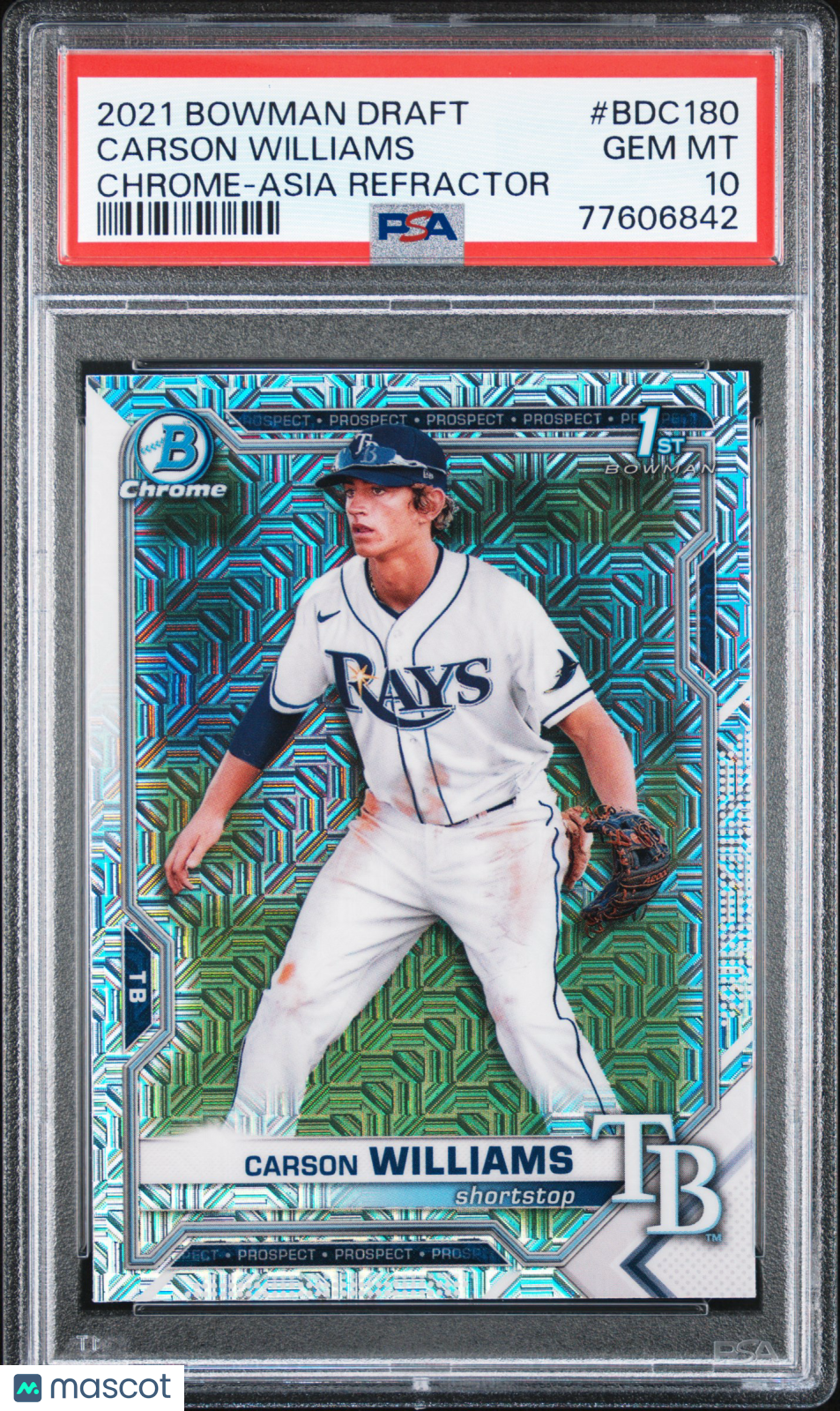 Carson Williams 2021 Bowman Draft #BDC180 Chrome Asia Refractor PSA 10