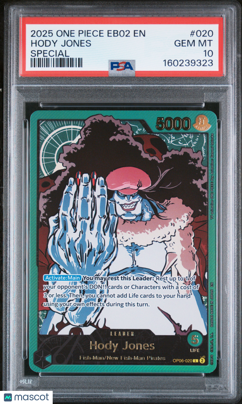 2025 One Piece Eb02-Extra Booster -Anime 25th Collection- Hody Jones Special PSA 10 #020