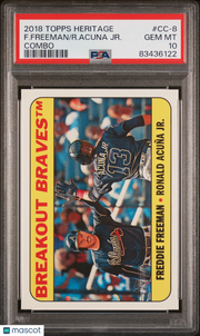 R. Acuna JR. F. Freeman 2018 Topps Heritage Combo Cards #CC-8 PSA 10