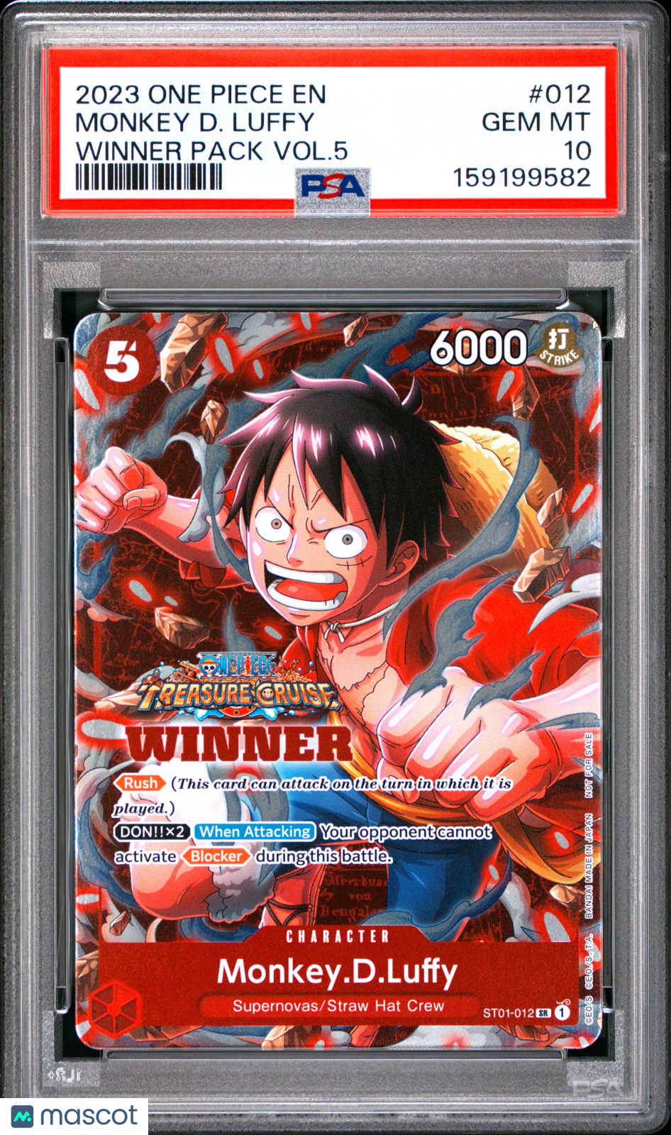 2023 One Piece Promos Monkey D. Luffy Winner Pack Vol.5 PSA 10 #012