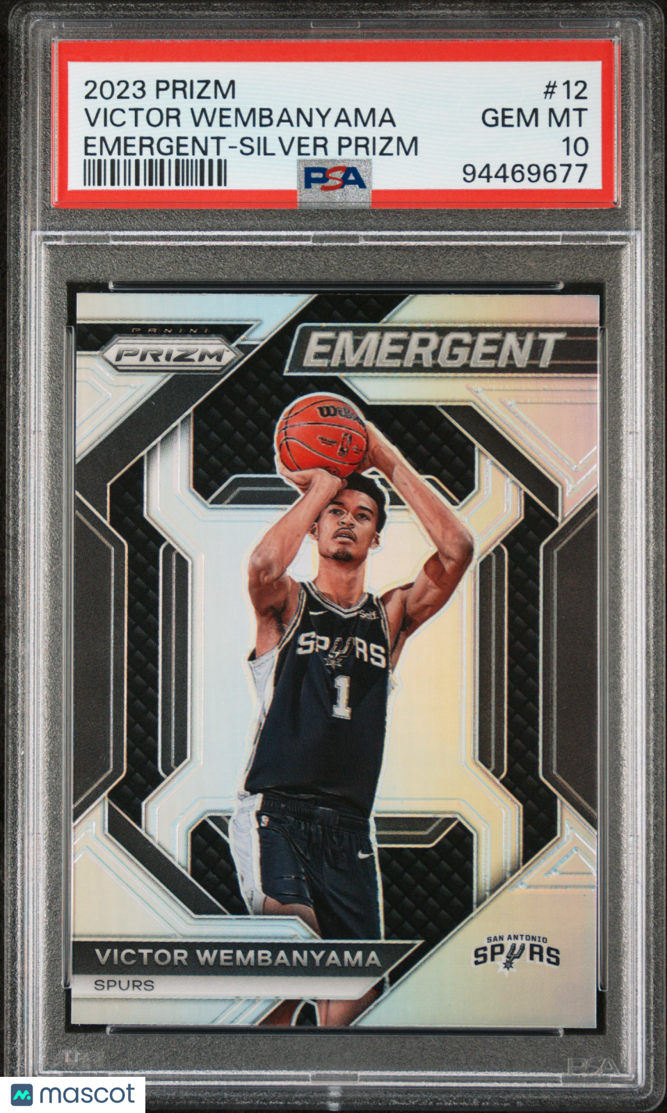 Victor Wembanyama 2023 Panini Prizm Emergent #12 Silver PSA 10