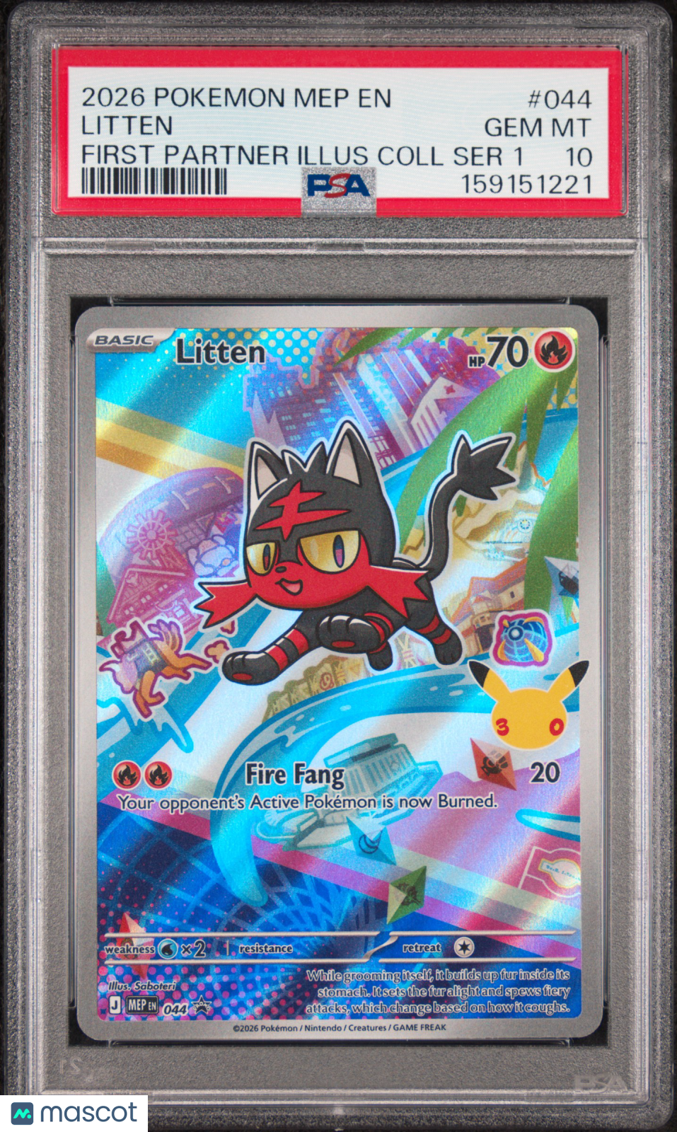 2026 Pokemon Mep EN-Me Black Star Promo Litten First Partner Illus Coll Ser 1 PSA 10 #044