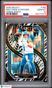 Matthew Stafford 2024 Panini Select #182 Zebra Shock PSA 10