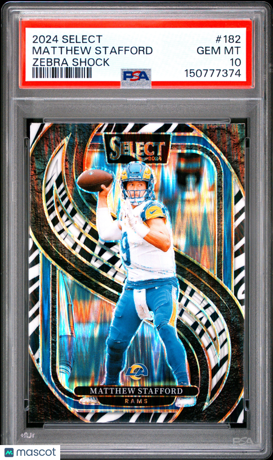 Matthew Stafford 2024 Panini Select #182 Zebra Shock PSA 10