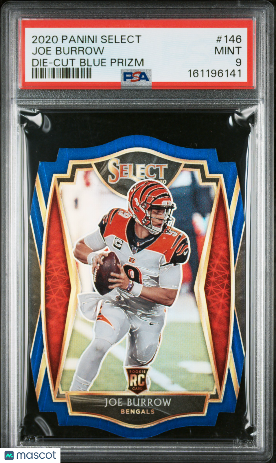 Joe Burrow 2020 Panini Select #146 Die Cut Blue Prizm PSA 9