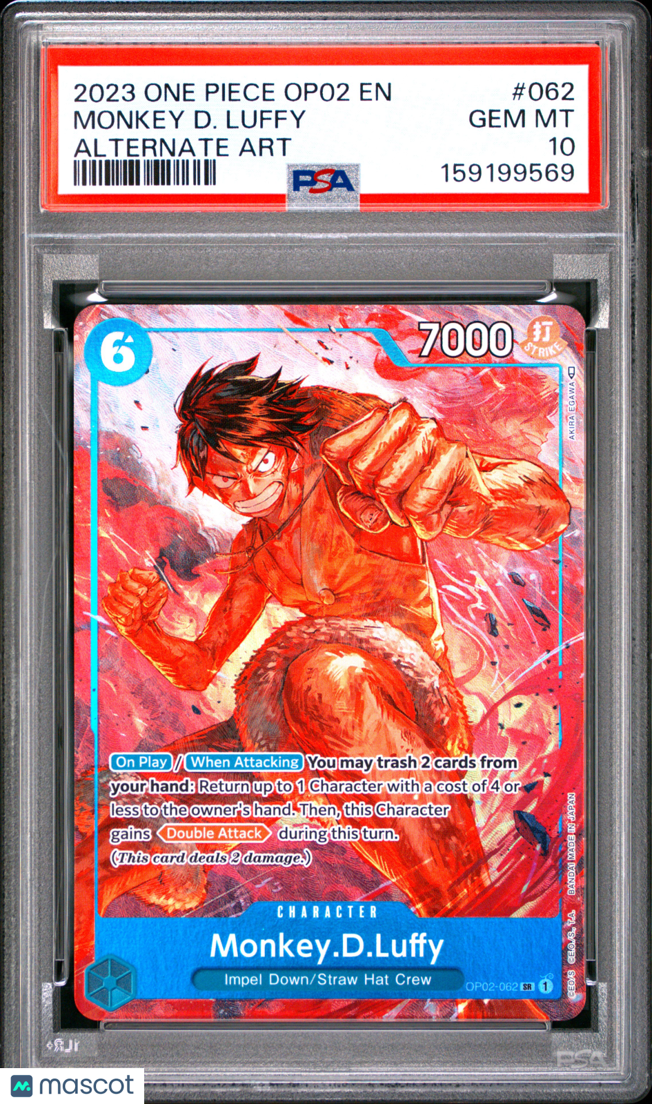 2023 One Piece Op02-Paramount War Monkey D. Luffy Alternate Art PSA 10 #062