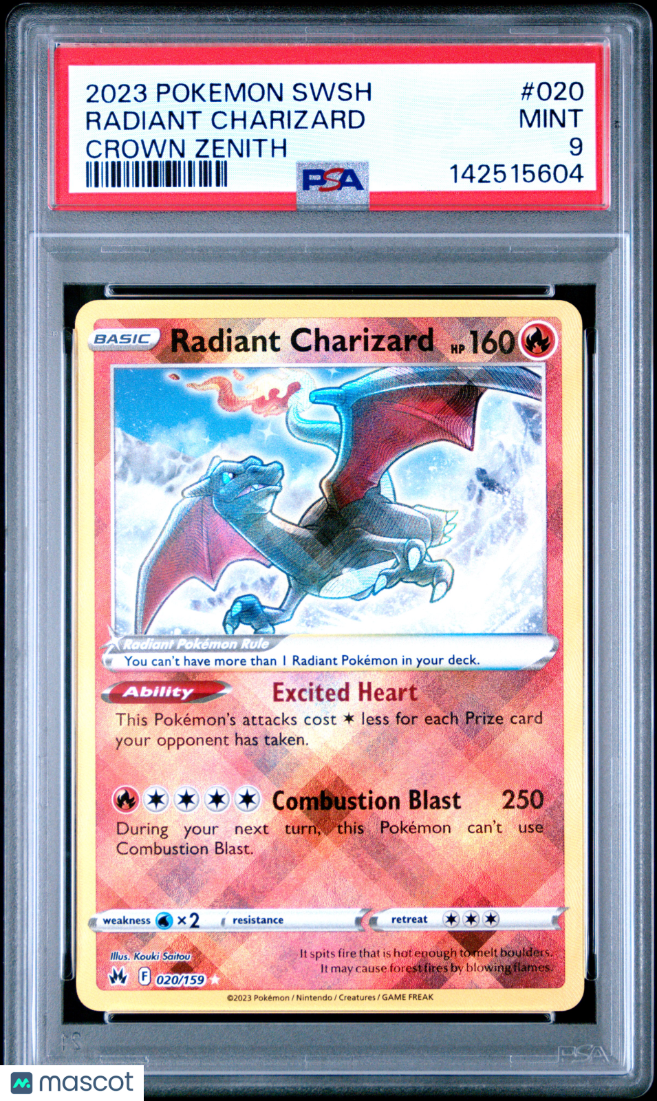 2023 Pokemon Sword And Shield Crown Zenith Radiant Charizard Crown Zenith PSA 9 #020