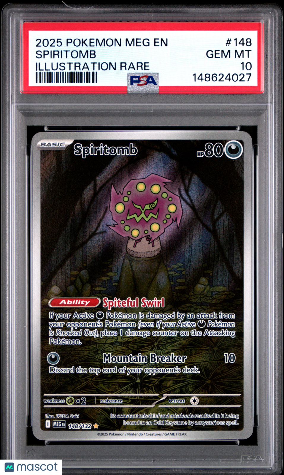 2025 Pokemon Meg EN-Mega Evolution Spiritomb Illustration Rare PSA 10 #148