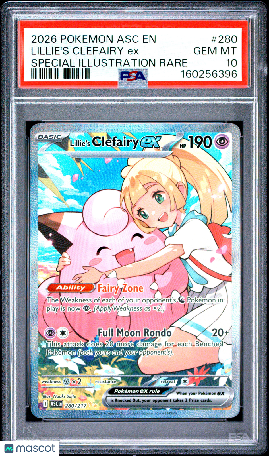 2026 Pokemon Asc EN-Ascended Heroes Lillie's Clefairy EX Special Illustration Rare PSA 10 #280