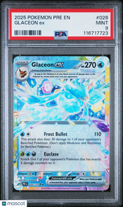 2025 Pokemon Pre EN-Prismatic Evolutions Glaceon EX PSA 9 #026