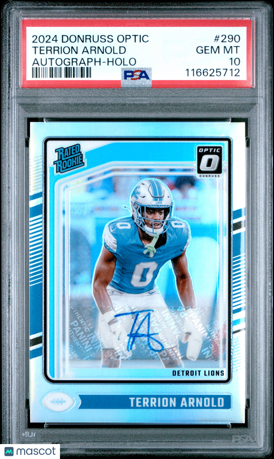 Terrion Arnold 2024 Panini Donruss Optic #290 Autograph Holo PSA 10