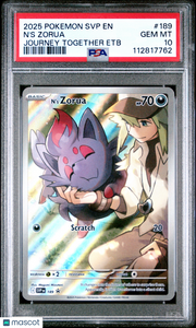 2025 Pokemon SVP EN-SV Black Star Promo N'S Zorua Journey Together Etb PSA 10 #189