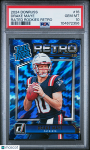 Drake Maye 2024 Panini Donruss Rated Rookies Retro #16 PSA 10