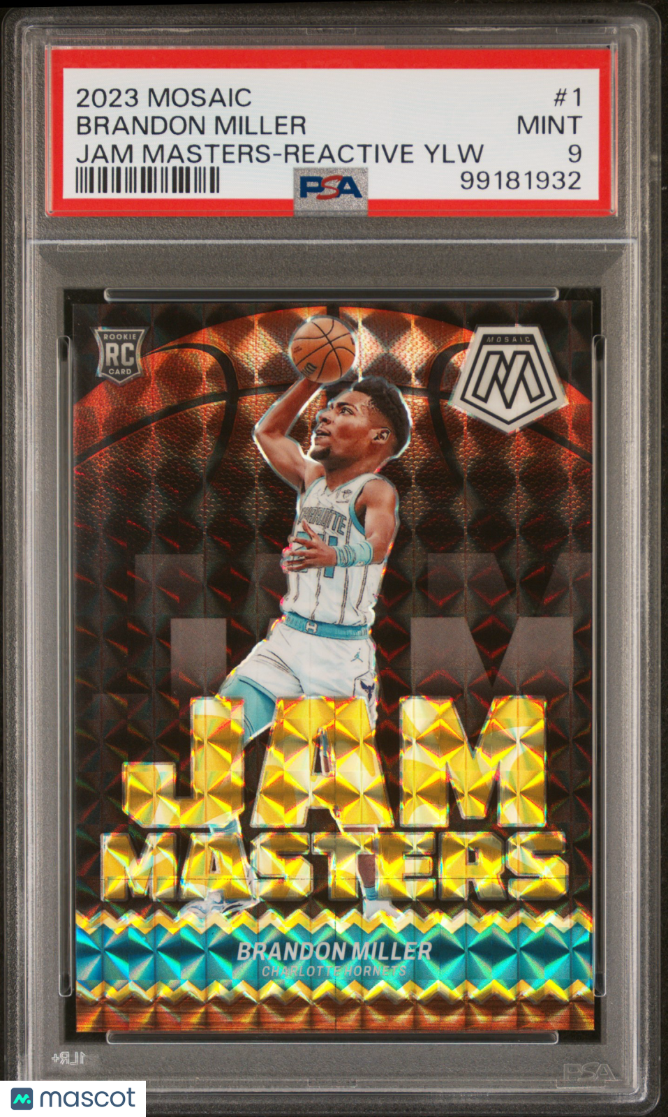 Brandon Miller 2023 Panini Mosaic Jam Masters #1 Reactive Ylw PSA 9
