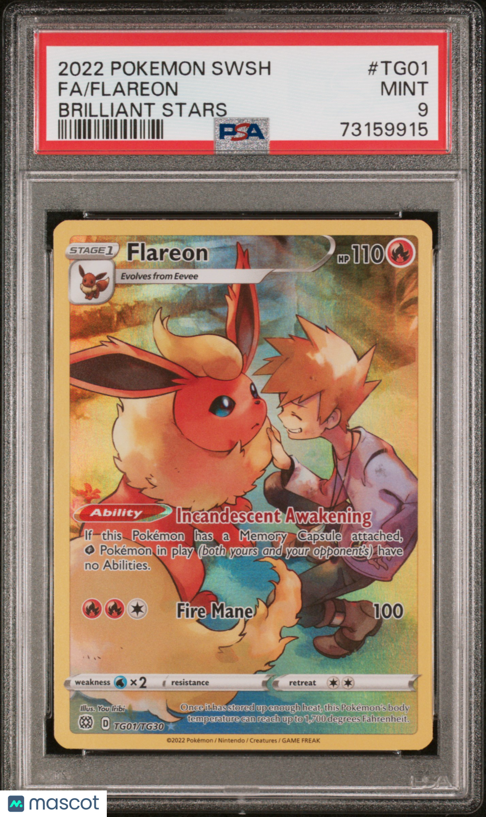 Pokemon Sword & Shield Brilliant Stars Flareon Fa Brilliant Stars PSA 9 #TG01