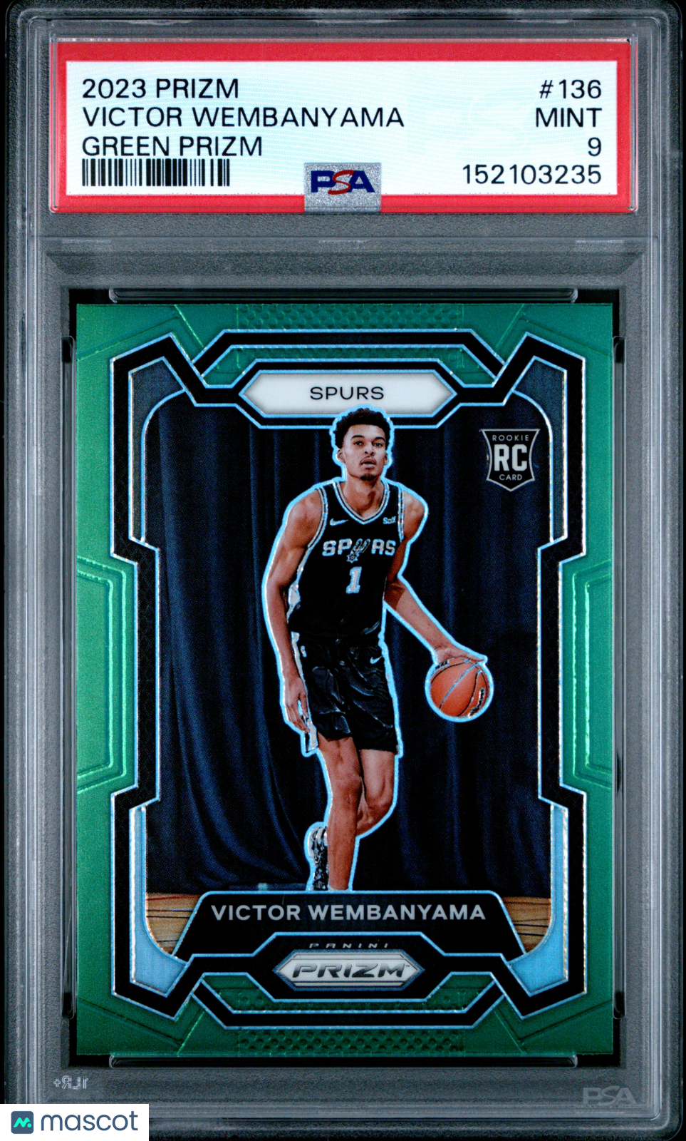 Victor Wembanyama 2023 Panini Prizm #136 Green PSA 9